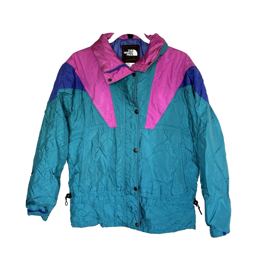 Vintage THE NORTH FACE TNF Spell Out Color Block Gore-Tex Jacket 90s USA 8 Teal